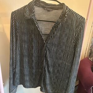 Adrianna Papell Black and White Striped Button-Up Shirt NWOT